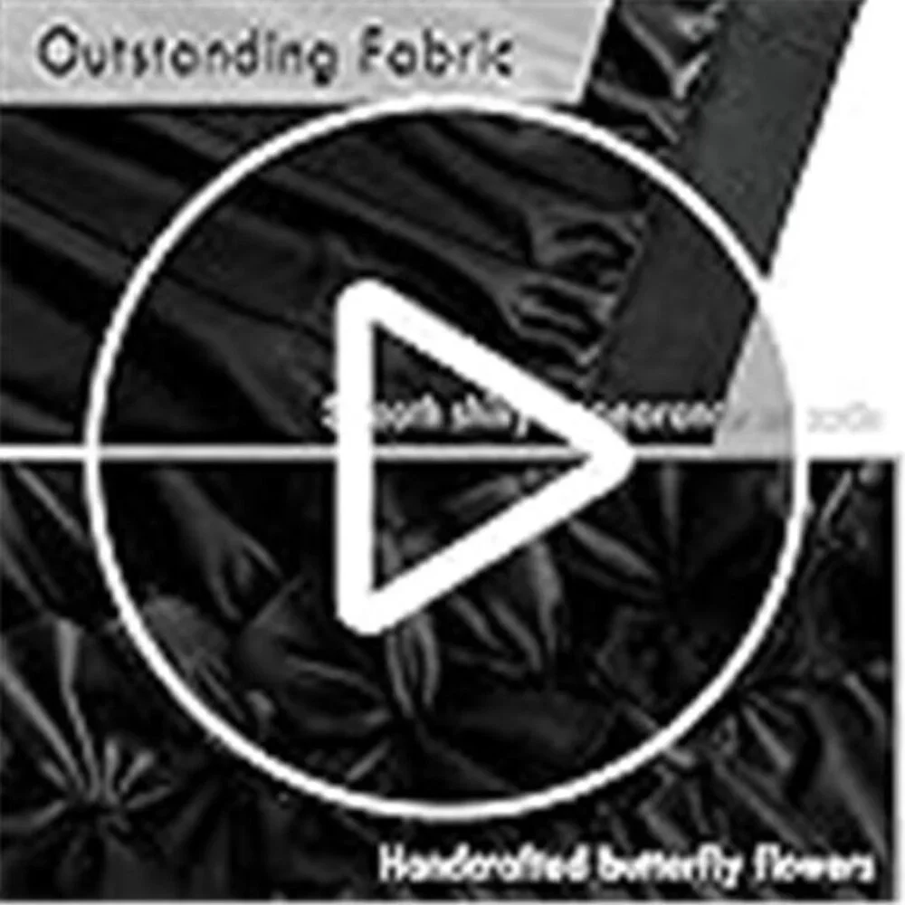 Black Ruffle Shower Curtain, Vintage Handcrafted Bow Tie Bath Curtain